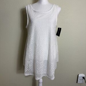 Candid Soul‎ NWT Women's Top Sleeveless White Lace Lined XL Tank